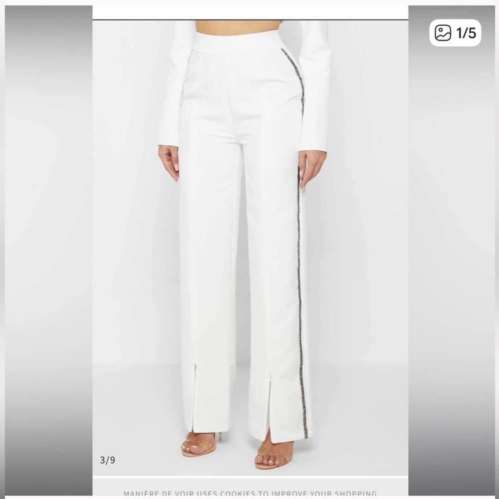 Maniere De Voir Ivory Embellished Trousers